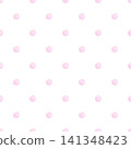 Seamless watercolor pattern with soft pink polka dots on white background. Simple and elegant classic design for textile prints, baby apparel, wrapping paper, and creative scrapbooking. 141348423