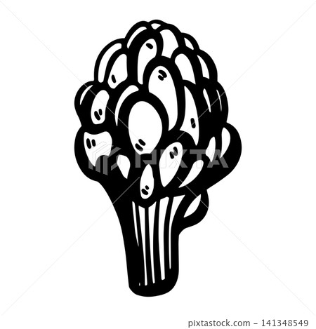 Hand-drawn doodle artichoke illustration isolated on a white background. Simple black outline vegetable sketch for menus, restaurants, food packaging, labels, stickers, icons, and healthy food Hand-drawn doodle artichoke illustration isolated on a white background. Simple black outline vegetable sketch for menus, restaurants, food packaging, labels, stickers, icons, and healthy food 141348549