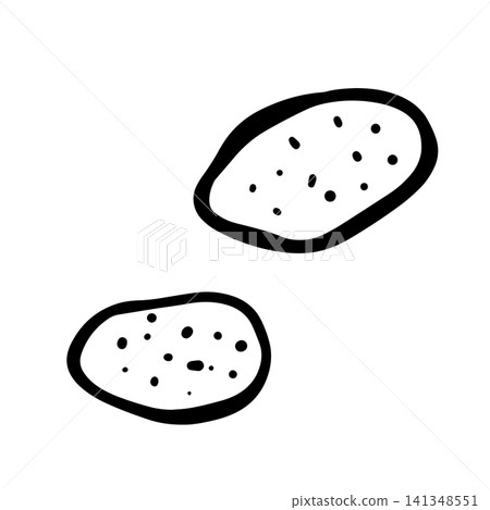 Hand-drawn doodle potato illustration isolated on a white background. Simple black outline vegetable sketch for menus, restaurants, food packaging, labels, stickers, and cooking designs. Hand-drawn doodle potato illustration isolated on a white background. Simple black outline vegetable sketch for menus, restaurants, food packaging, labels, stickers, and cooking designs. 141348551
