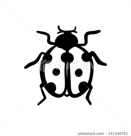 doodle ladybug illustration isolated on a white background. Simple black outline insect sketch for nature, stickers, posters 141348701