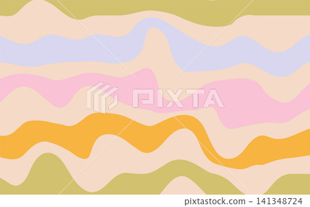 Abstract wavy pattern in shades of cream, blue, orange and pink. Smooth lines create a modern and vibrant design suitable for backgrounds or textiles. Abstract wavy pattern in shades of cream, blue, orange and pink. Smooth lines create a modern and vibrant design suitable for backgrounds or textiles. 141348724