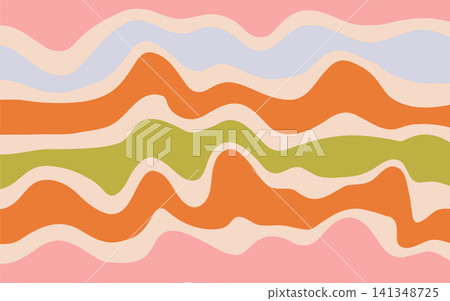 Abstract wavy pattern in shades of pink, blue and green. Smooth lines create a modern and vibrant design suitable for backgrounds or textiles. Abstract wavy pattern in shades of pink, blue and green. Smooth lines create a modern and vibrant design suitable for backgrounds or textiles. 141348725