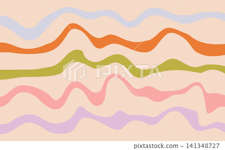 Abstract wavy pattern in shades of pink, orange, and cream. Smooth lines create a modern and vibrant design suitable for backgrounds or textiles. Abstract wavy pattern in shades of pink, orange, and cream. Smooth lines create a modern and vibrant design suitable for backgrounds or textiles. 141348727