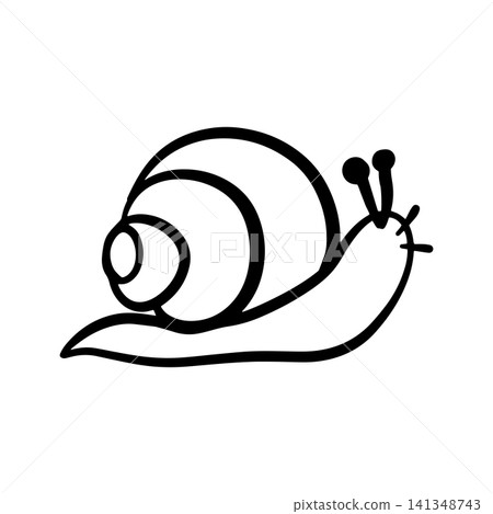 Hand-drawn doodle snail illustration isolated on a white background. Simple black outline animal sketch for nature themes Hand-drawn doodle snail illustration isolated on a white background. Simple black outline animal sketch for nature themes 141348743