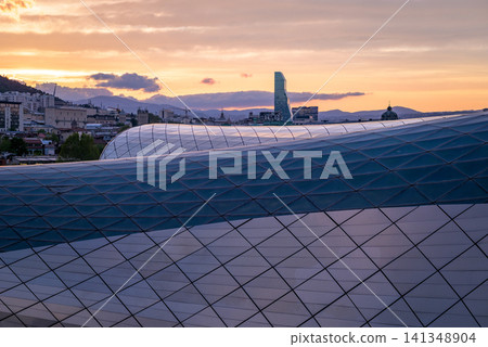 Steel and glass construction of Rike Park complex in Tbilisi, Georgia Steel and glass construction of Rike Park complex in Tbilisi, Georgia 141348904