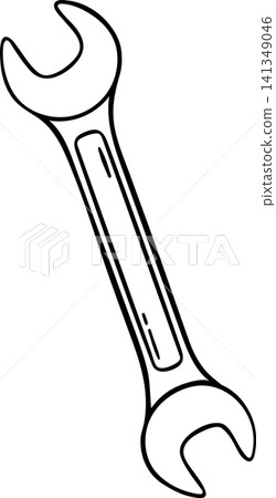 Black and white wrench icon in doodle sketch style with hand-drawn outline. Simple vector illustration of repair tool for workshop posters, construction sites or mechanic garages Black and white wrench icon in doodle sketch style with hand-drawn outline. Simple vector illustration of repair tool for workshop posters, construction sites or mechanic garages 141349046