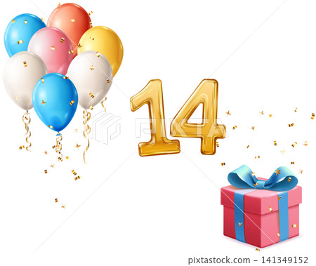 Happy Birthday 14 celebration concept. Happy Birthday 14 celebration concept. 141349152