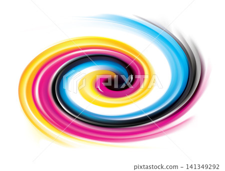 Vector swirl background of primary colors printing process: CMYK 141349292