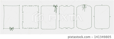 Set simple hand drawn kid line photo frame with ribbon. Set simple hand drawn kid line photo frame with ribbon. 141349805