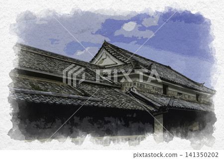 廣島縣福山市神鍋本陣神鍋宿的水彩風格街景 廣島縣福山市神鍋本陣神鍋宿的水彩風格街景 141350202