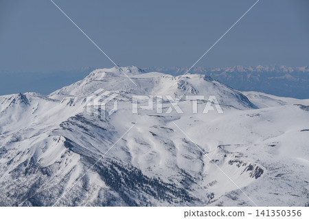 A panoramic view of snow-capped peaks stretching across the blue sky (2) A panoramic view of snow-capped peaks stretching across the blue sky (2) 141350356