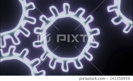 Glowing lobed circles with neon cyan inner glow and pale magenta halo against dark gradient background, frontal close crop emphasizing luminous rims and negative space Glowing lobed circles with neon cyan inner glow and pale magenta halo against dark gradient background, frontal close crop emphasizing luminous rims and negative space 141350959