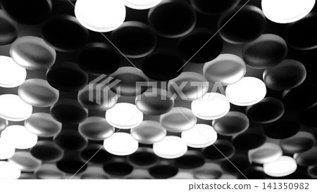 Modern ceiling with circular light panels and geometric contrast Modern ceiling with circular light panels and geometric contrast 141350982