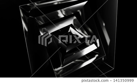 Reflective Frames Spin Into Darkness. Contrasting Monochrome And Polished Surfaces Generate Cinematic Loops Reflective Frames Spin Into Darkness. Contrasting Monochrome And Polished Surfaces Generate Cinematic Loops 141350999