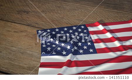 American Flag Draped Across a Rustic Wooden Surface 3d render. American Flag Draped Across a Rustic Wooden Surface 3d render. 141351110