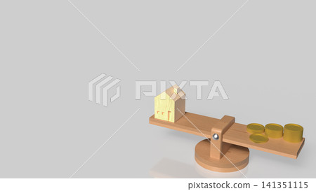 Home Value and Mortgage Affordability Balance Concept 3d render. Home Value and Mortgage Affordability Balance Concept 3d render. 141351115