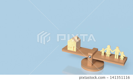 Family Housing Balance and Home Ownership Decision Concept 3d render. Family Housing Balance and Home Ownership Decision Concept 3d render. 141351116