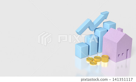 Real Estate Growth and Home Investment Success Concept 3d render. Real Estate Growth and Home Investment Success Concept 3d render. 141351117