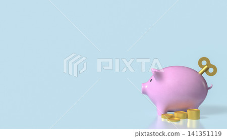 Pink Piggy Bank with Golden Coins for Smart Financial Saving 3d render. Pink Piggy Bank with Golden Coins for Smart Financial Saving 3d render. 141351119