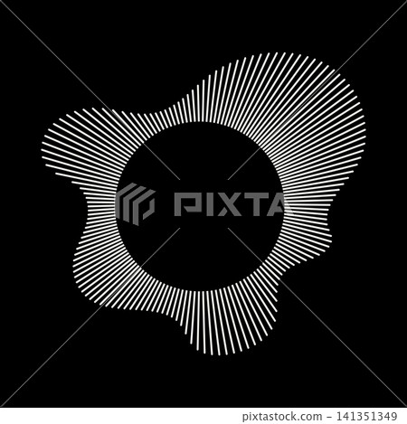 Radial rays design element. Equalizer logo. Radial spectrum, circular wave. Voice flat symbol. Depicting audio music simple icon. Radial wavy frame. Sound circle lines. Sound ring layout. Frame patter Radial rays design element. Equalizer logo. Radial spectrum, circular wave. Voice flat symbol. Depicting audio music simple icon. Radial wavy frame. Sound circle lines. Sound ring layout. Frame patter 141351349