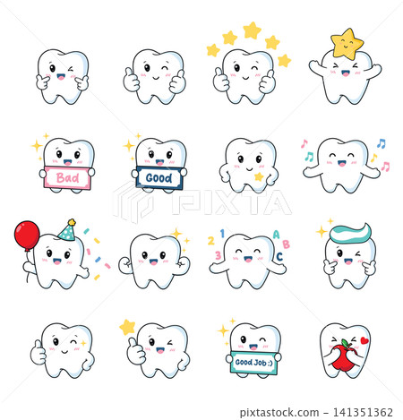 set of cute tooth character set of cute tooth character 141351362