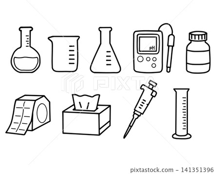 Illustration set of scientific and laboratory equipment (hand-drawn) Illustration set of scientific and laboratory equipment (hand-drawn) 141351396