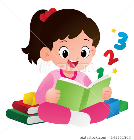 Cute Girl Learning Math Numbers Cute Girl Learning Math Numbers 141351503