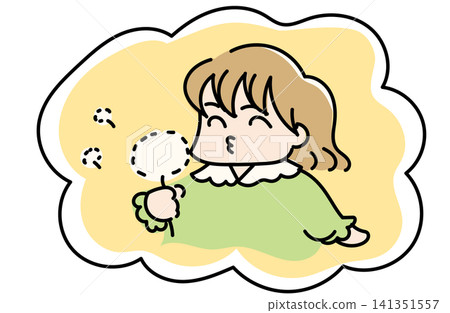 女孩吹蒲公英絨毛的插圖 | 春日氣息,柔軟舒緩的對話框素材 女孩吹蒲公英絨毛的插圖 | 春日氣息,柔軟舒緩的對話框素材 141351557