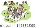 Illustration of a family enjoying a picnic lunch in a park | Picnic, Family Gathering 141351565
