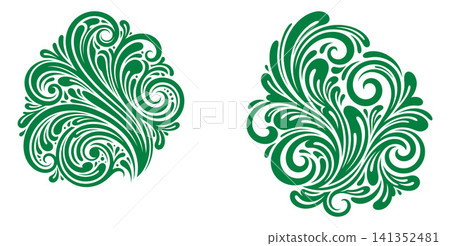 Two elegant floral scrollwork vector elements with natural organic swirls, suitable for frame corners or text separators Two elegant floral scrollwork vector elements with natural organic swirls, suitable for frame corners or text separators 141352481