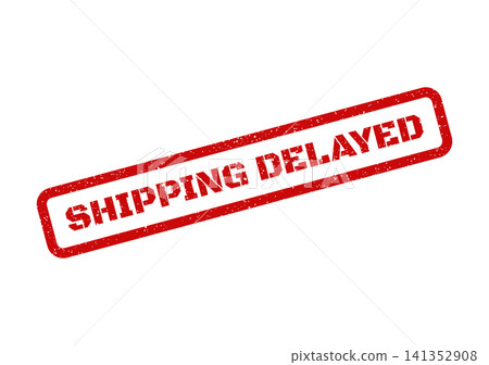 Red grunge rubber stamp mark with text shipping delayed for status updates and service notifications Red grunge rubber stamp mark with text shipping delayed for status updates and service notifications 141352908