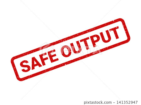Red grunge rubber stamp showing Safe Output for validated results and secure information in data processing or scientific analysis Red grunge rubber stamp showing Safe Output for validated results and secure information in data processing or scientific analysis 141352947