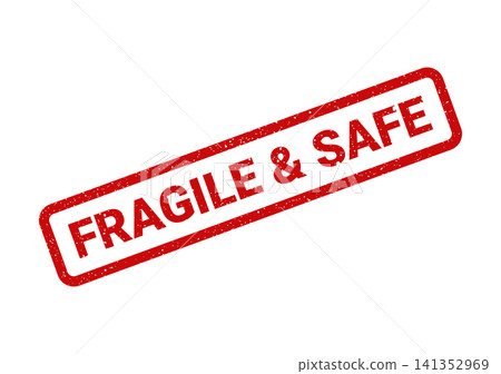 Red grunge rubber stamp with Fragile and Safe text, perfect for indicating careful packaging instructions Red grunge rubber stamp with Fragile and Safe text, perfect for indicating careful packaging instructions 141352969