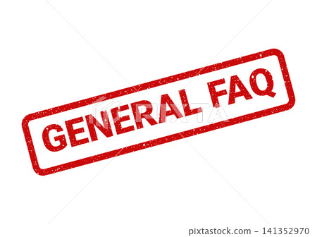 Red grunge rubber stamp with GENERAL FAQ text, perfect for website sections or informational document headers Red grunge rubber stamp with GENERAL FAQ text, perfect for website sections or informational document headers 141352970
