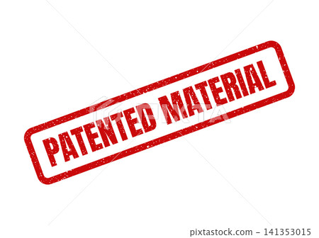 Red grunge stamp featuring the words PATENTED MATERIAL diagonally, symbolizing legal protection for new inventions Red grunge stamp featuring the words PATENTED MATERIAL diagonally, symbolizing legal protection for new inventions 141353015
