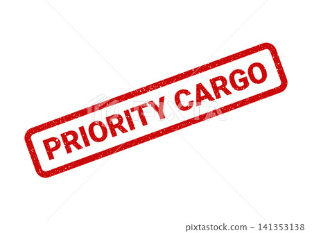 Red grunge textured rubber stamp with PRIORITY CARGO text displayed in a rectangular frame Red grunge textured rubber stamp with PRIORITY CARGO text displayed in a rectangular frame 141353138
