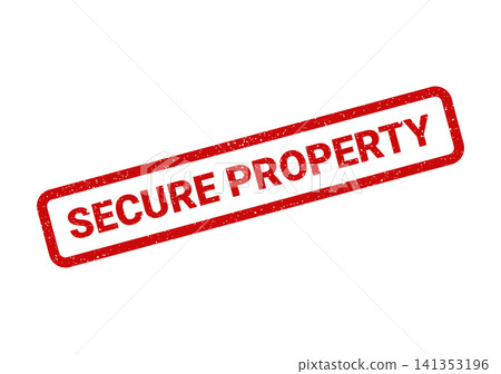 Red rectangle rubber stamp displaying secure property message for asset protection and ownership Red rectangle rubber stamp displaying secure property message for asset protection and ownership 141353196