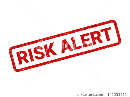 Red rectangular distressed stamp with bold RISK ALERT text, signaling potential danger or warning Red rectangular distressed stamp with bold RISK ALERT text, signaling potential danger or warning 141353211