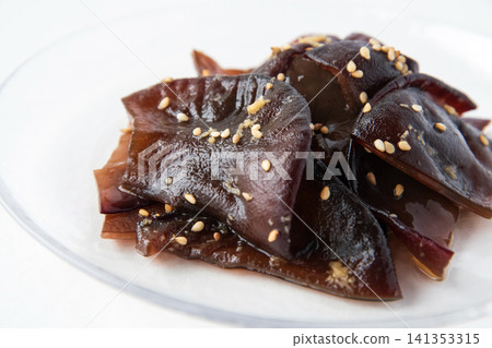 A plate of wood ear mushroom salad 141353315