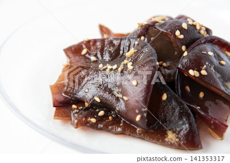 A plate of wood ear mushroom salad 141353317