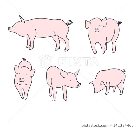 A simple and relaxed illustration of a pig. 141354463