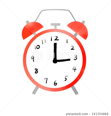 Watercolor-style red alarm clock illustration. Suitable for morning time and schedule materials. Watercolor-style red alarm clock illustration. Suitable for morning time and schedule materials. 141354868