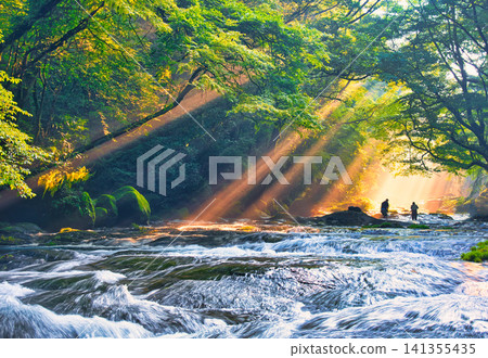 Beautiful light rays in Kikuchi Valley Beautiful light rays in Kikuchi Valley 141355435