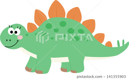 Cute Stegosaurus Dinosaur Cartoon Illustration Cute Stegosaurus Dinosaur Cartoon Illustration 141355903