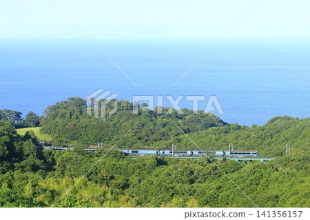The "Saphir Odoriko" train running on the Izu Kyuko Line The "Saphir Odoriko" train running on the Izu Kyuko Line 141356157
