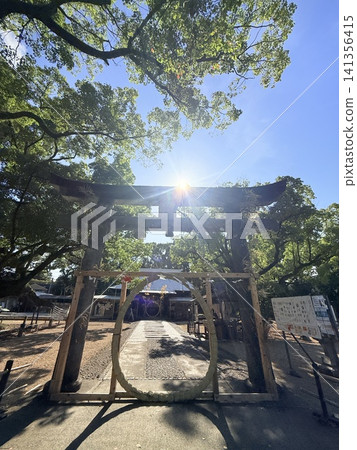 Shrine torii gate and straw ring Shrine torii gate and straw ring 141356415