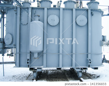 Power Transformer at Snowy Electrical Substation 141356833