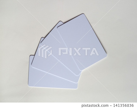 Blank White Cards Mockup on Minimal Background Blank White Cards Mockup on Minimal Background 141356836