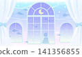 A fantastical background illustration of a room underwater and a cat (for streaming, wallpaper, fantasy) 141356855