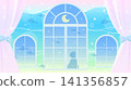 A fantastical background illustration of a room underwater and a cat (for streaming, wallpaper, fantasy) 141356857